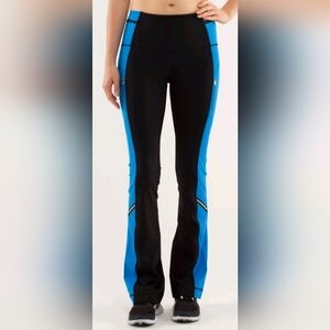 Lululemon Run Ice Queen Yoga Pants Size 6 Beaming Blue Black Athleisure Flare